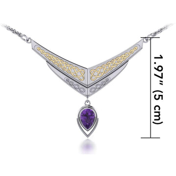 Celtic Knotwork Silver and Gold Necklace TNV214 - Jewelry